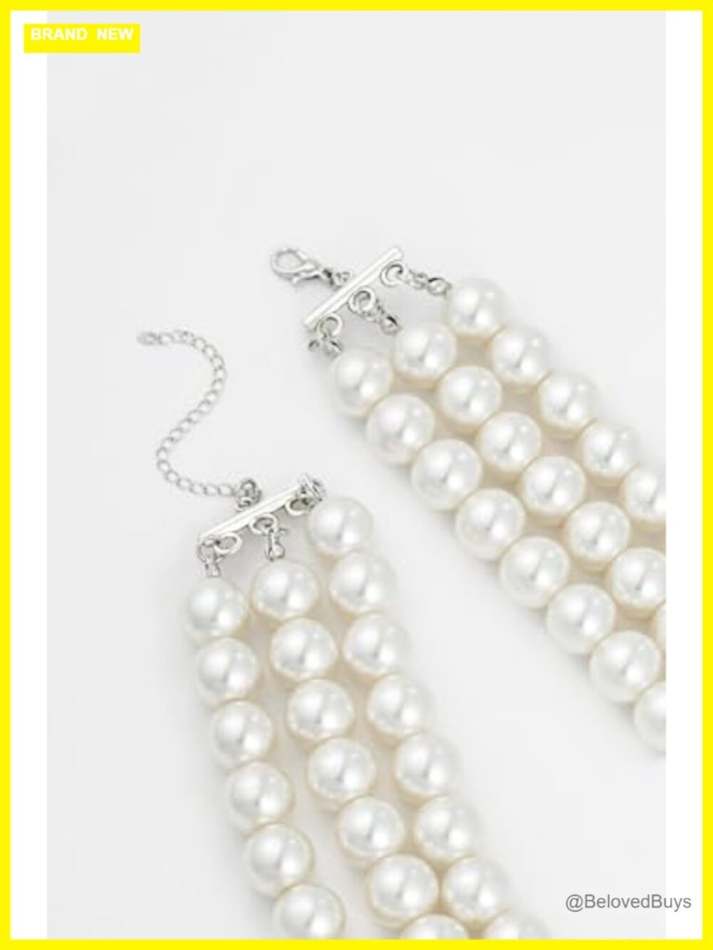 Faux Pearl Necklace 3 Strand 1920s Gatsby Flapper Costume Jewelry - Picture 5 of 6